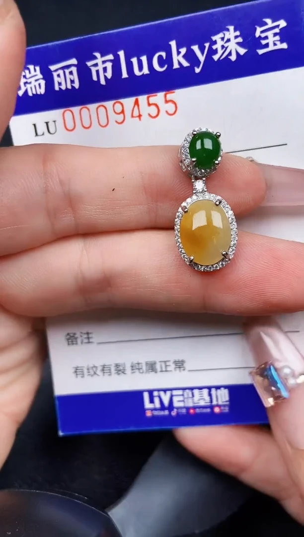 翡翠银S925镶嵌颈饰9455