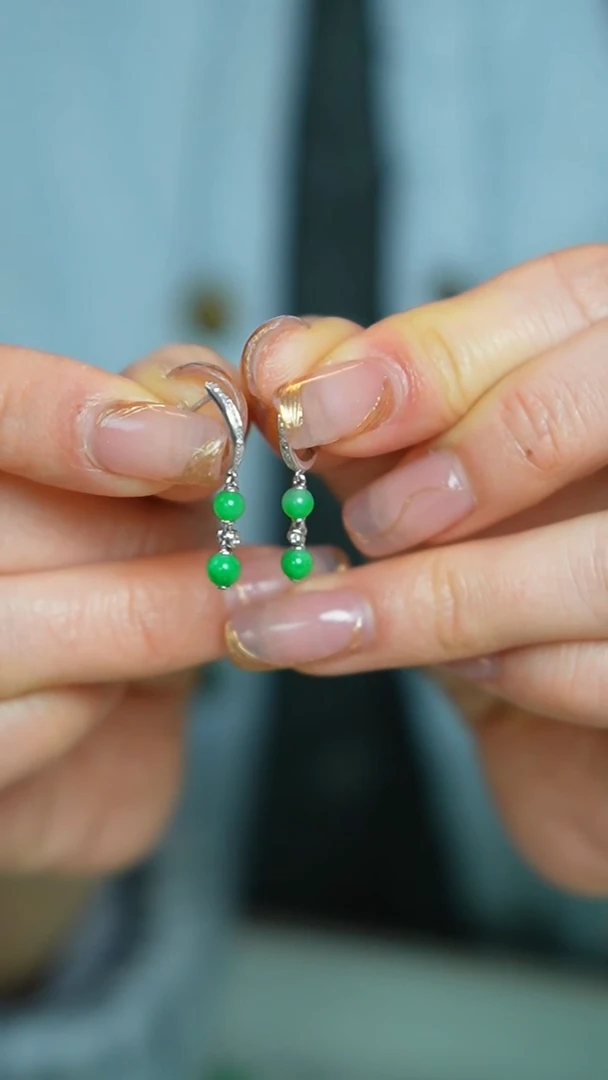 【闪购商品】翡翠耳饰18K金镶嵌38号-耳坠/姿/2