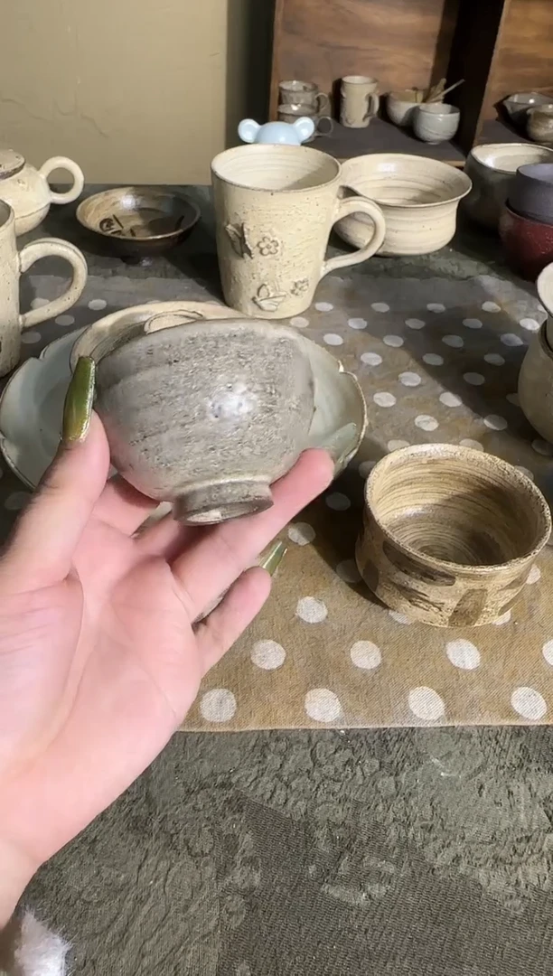 瓷片手作粉引杯子