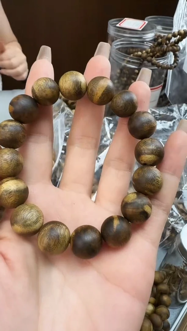 沉香手串1416黄棋圆珠单圈多样性发一