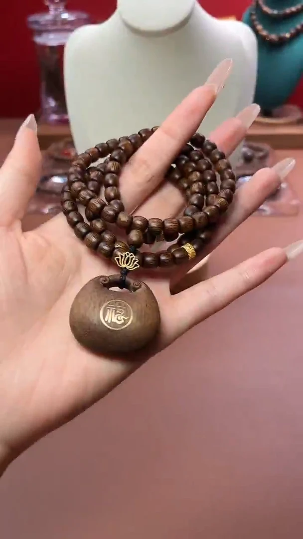 沉香手串【双十一限定款】沉水越南芽庄金丝油黄棋6x6代代有福设计