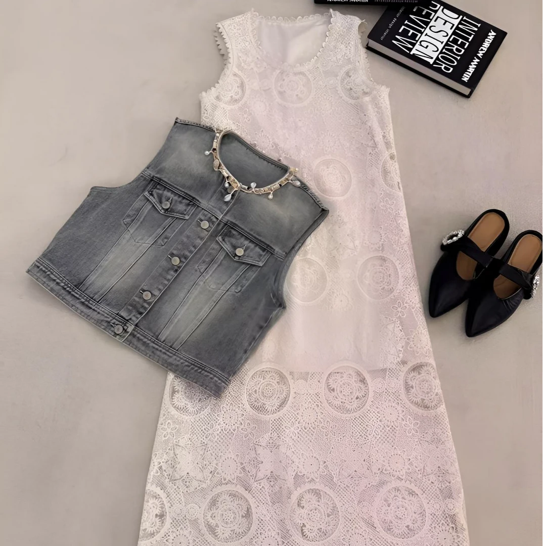 夏季新款-马甲连衣裙套装0413