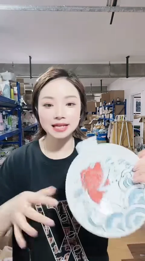 瓷片日本进口瓷器红鲷鱼21cm钵盘C714