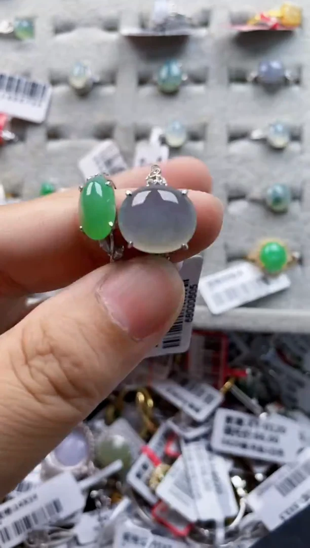 翡翠戒指银S925镶嵌8888     9
