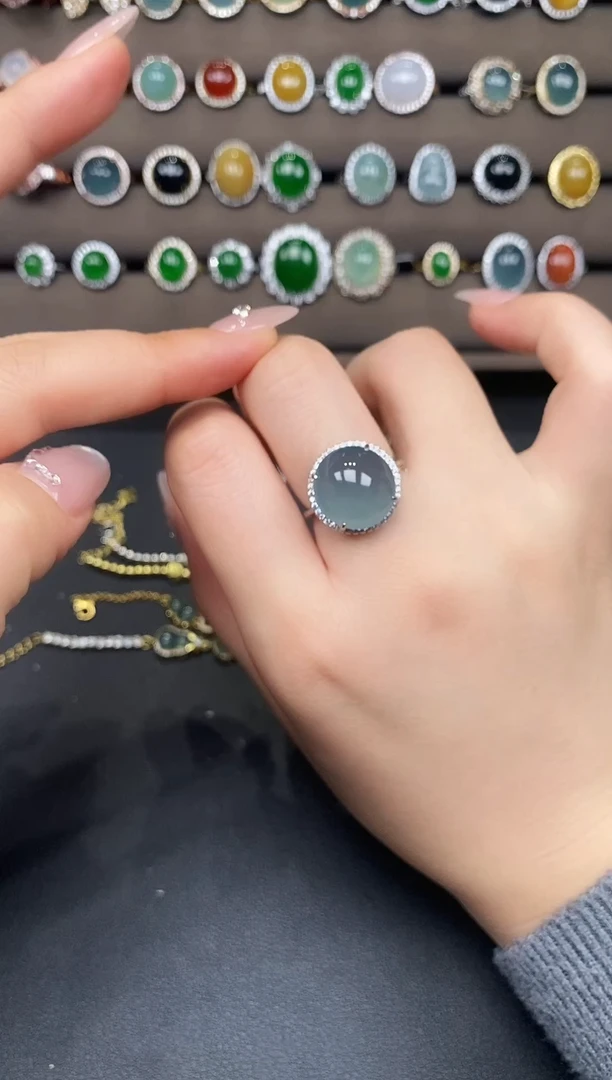 银S925镶嵌戒指翡翠573875