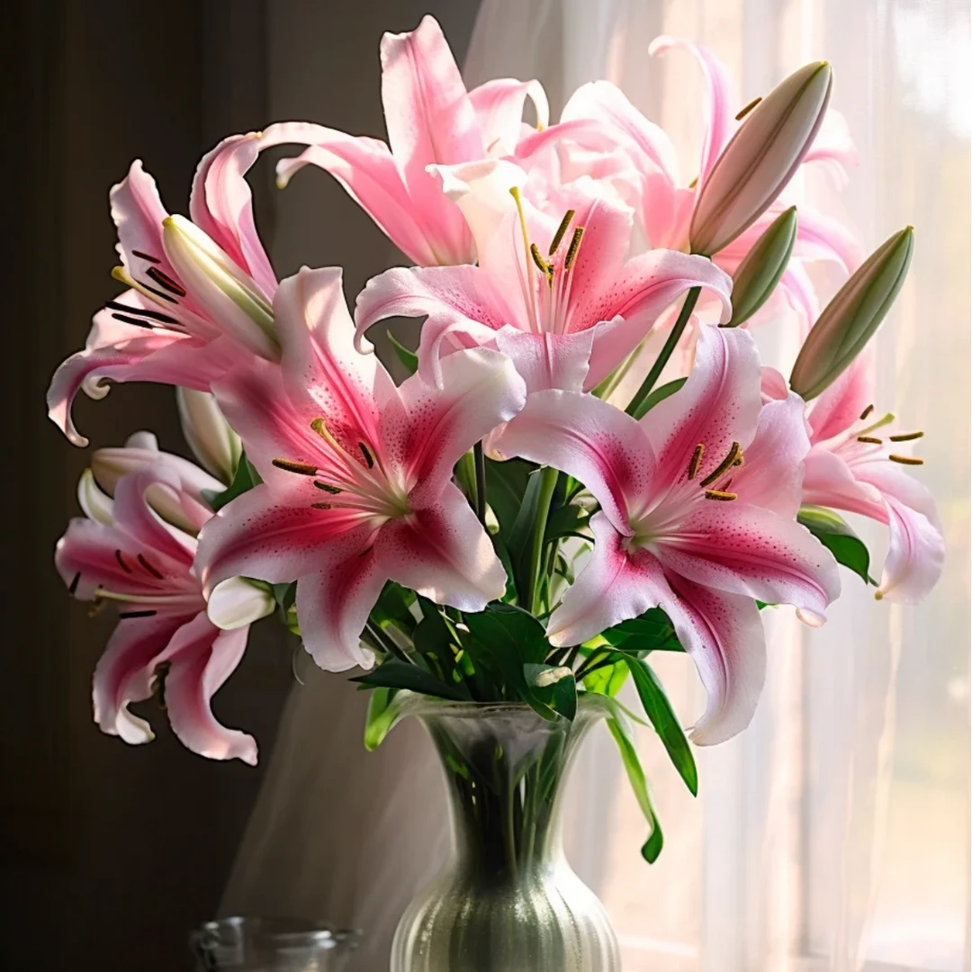 百合花仿真花花束装饰客厅餐桌摆设摆件精品花艺假花浪漫花束