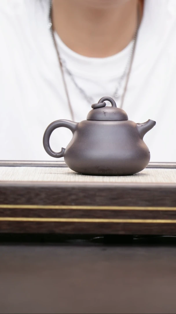 茶壶紫砂青灰紫泥  葫芦壶