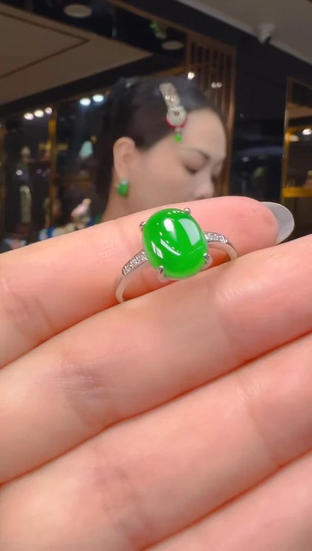 银S925镶嵌戒指翡翠006(多样性发货发其一)