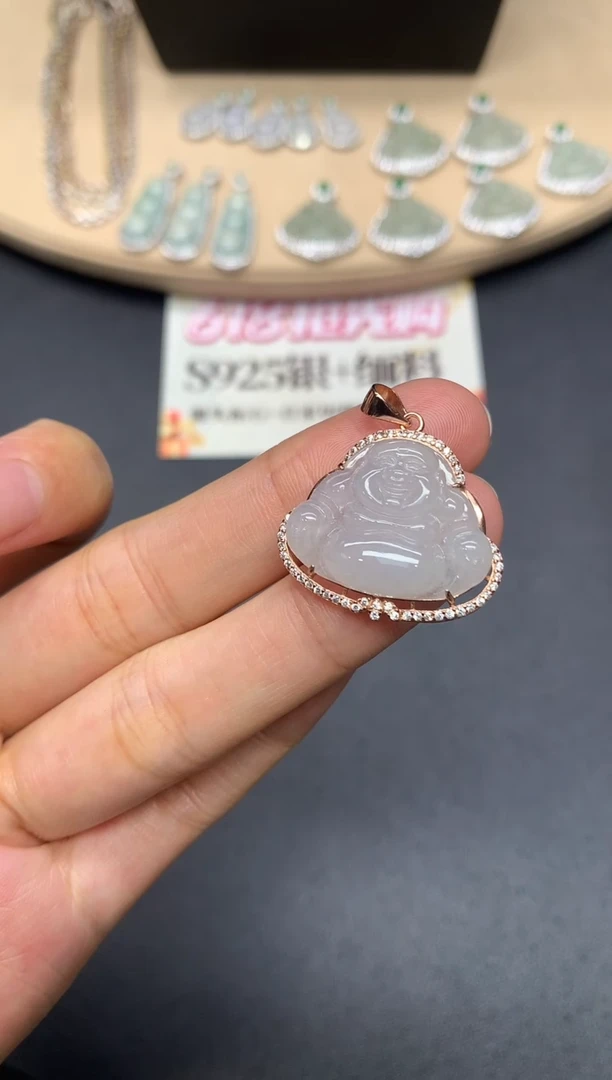 翡翠银S925镶嵌吊坠(不含链)佛公【多样性发其一】