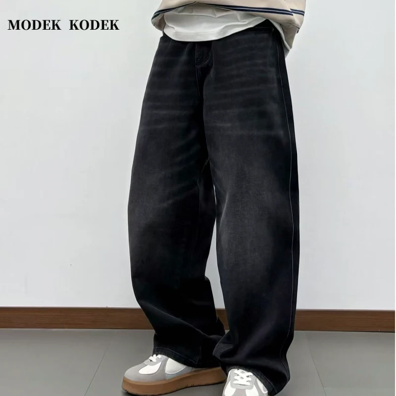 MODEK KODEK秋冬新款男复古水洗牛仔裤高品质潮牌宽松直筒休闲裤