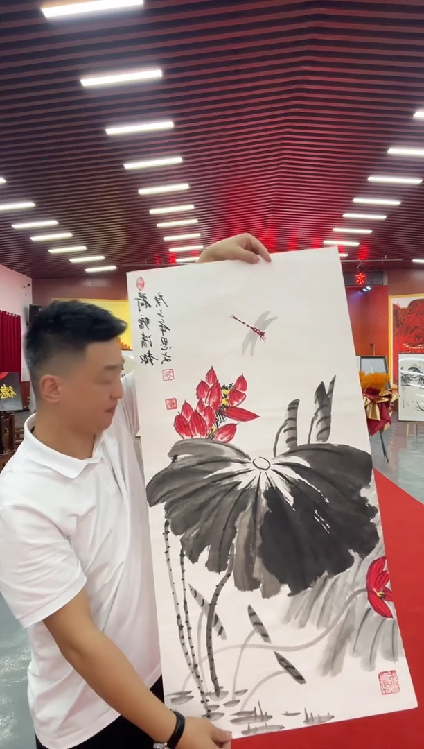 绘画三尺画作手绘荷花