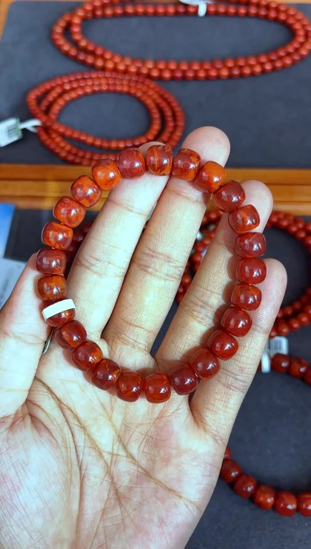 手串未镶嵌南红玛瑙9mm瓦西牛血红带火焰纹老型单圈A10