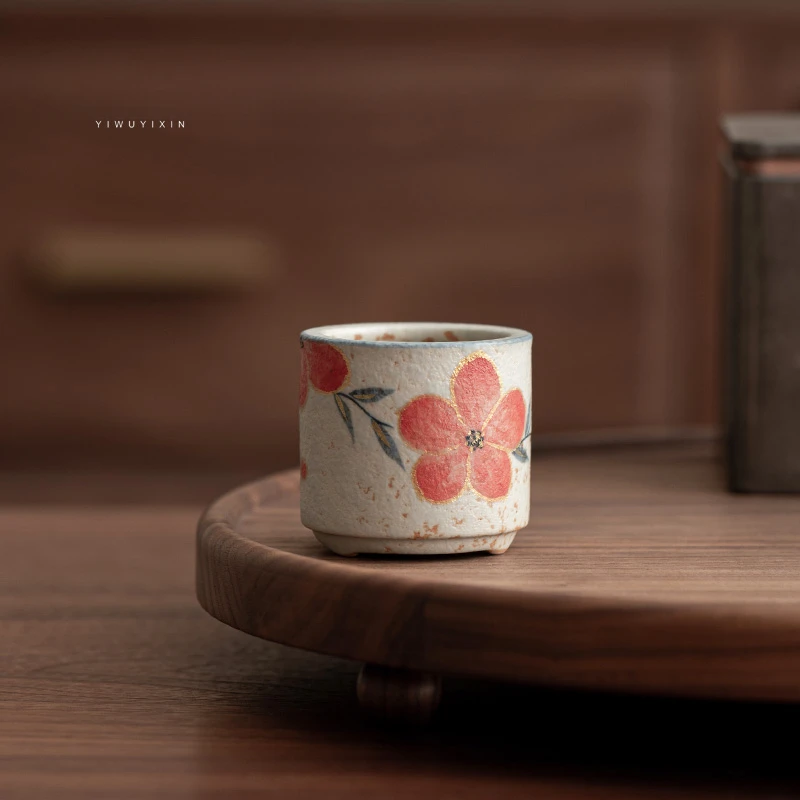 焦糖手绘桃花香炉家用室内熏香茶道陶瓷底座宋代美学香插禅意线香