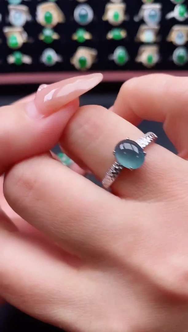 银S925镶嵌戒指翡翠1