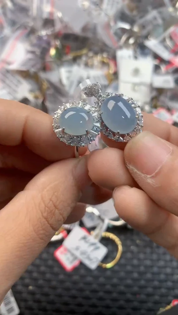 银S925镶嵌戒指翡翠555          1