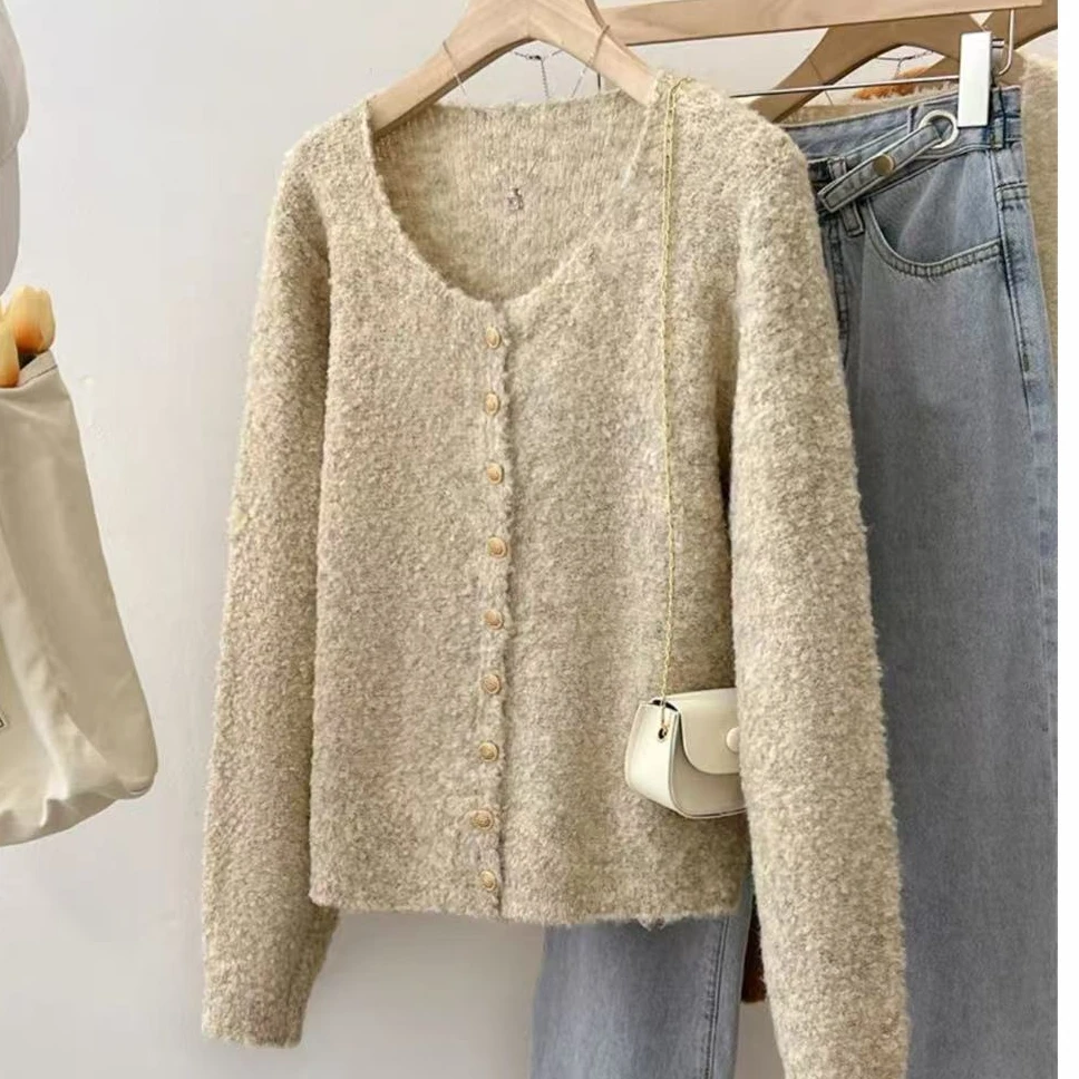 特！门店27&9！含绵羊毛V领单排扣气质女式针织衫Z00684