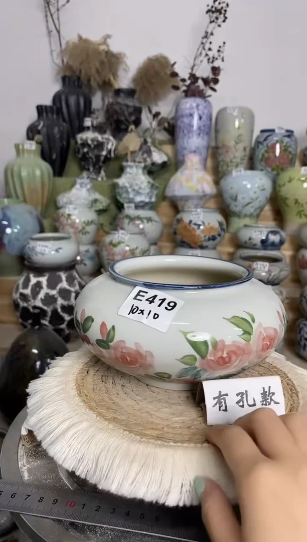 景德镇陶瓷花盆 E419  陶瓷制品 默认有点误差哦~