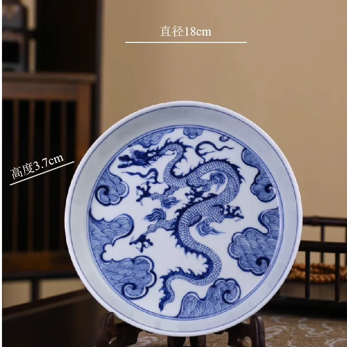 景德镇手工手作釉下彩青花瓷穿云龙高端茶具陶瓷壶承