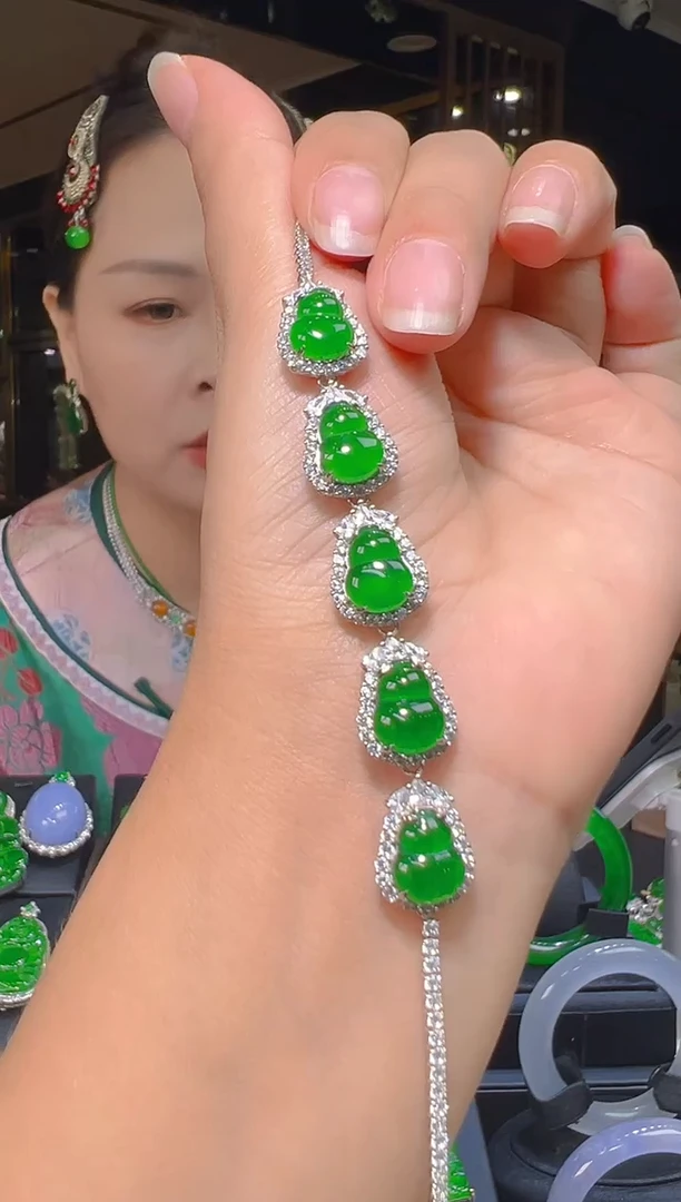 银S925镶嵌手链翡翠057（多样性发其一）