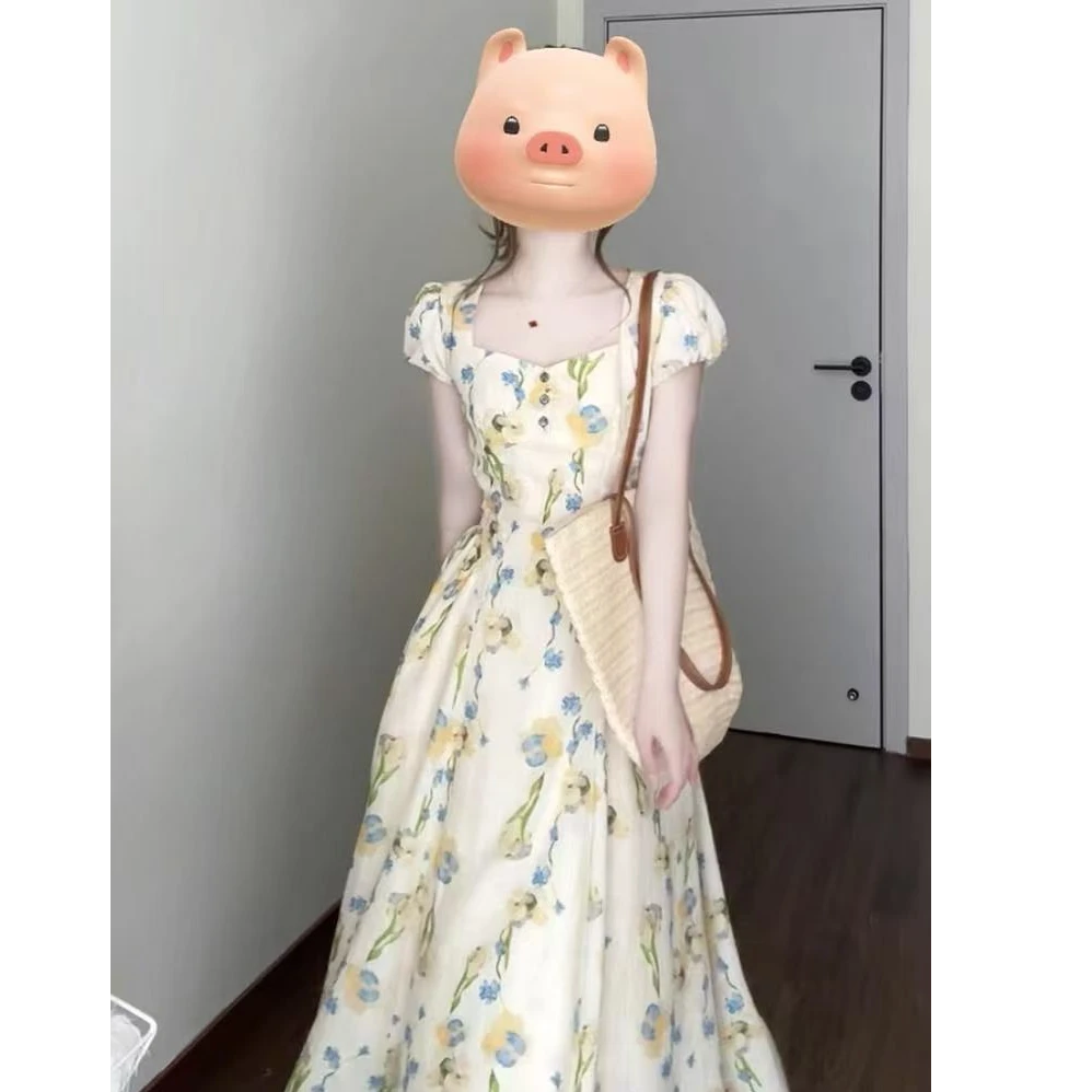 超好看独特漂亮多巴胺微胖掐腰裙女2025新款初夏穿搭碎花连衣裙子