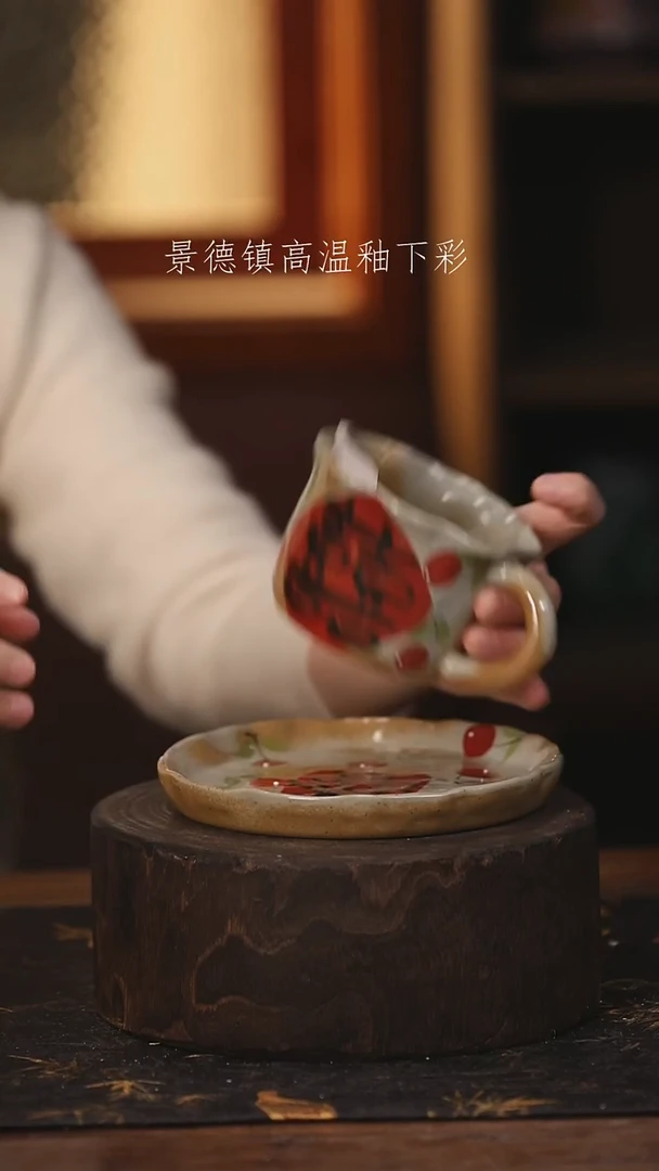 陶瓷景德镇高温釉下手绘陶瓷@L401@