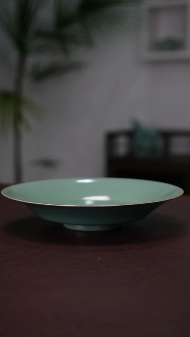 仿古青绿釉  折沿盘   精品 平