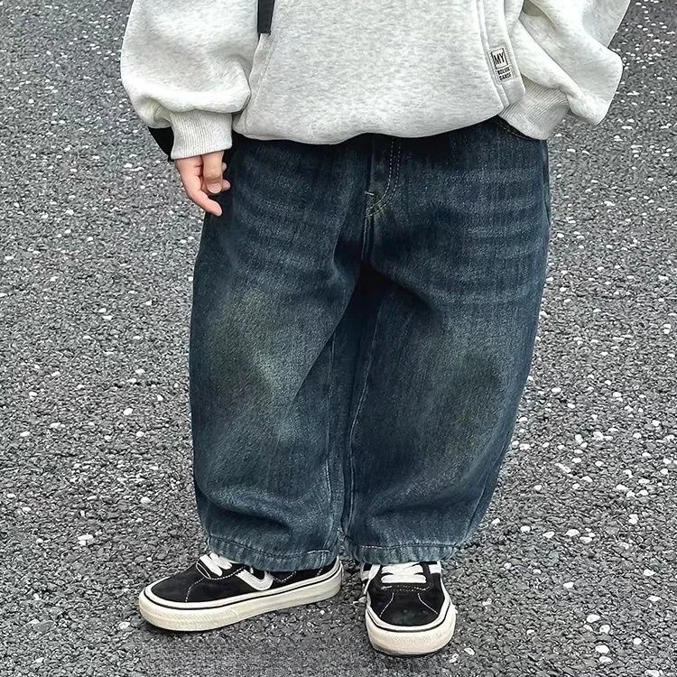 童装男童加绒牛仔裤秋冬季帅气儿童休闲裤宝宝时尚洋气一体绒长裤