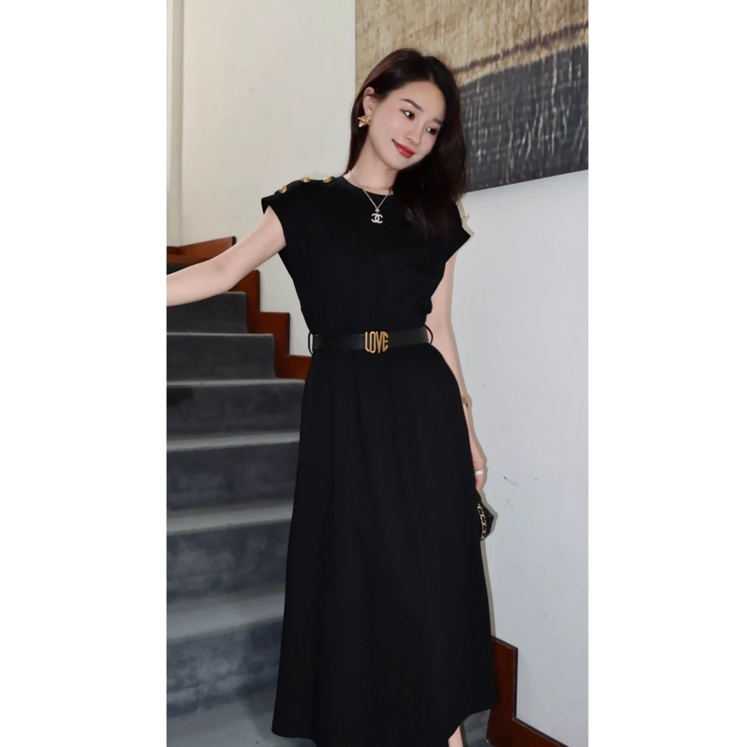 HELA AOMI“经典黑裙”法式优雅小黑裙肌理感休闲连衣裙CY5BB72650