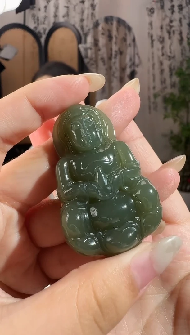 颈饰未镶嵌和田玉观音 7