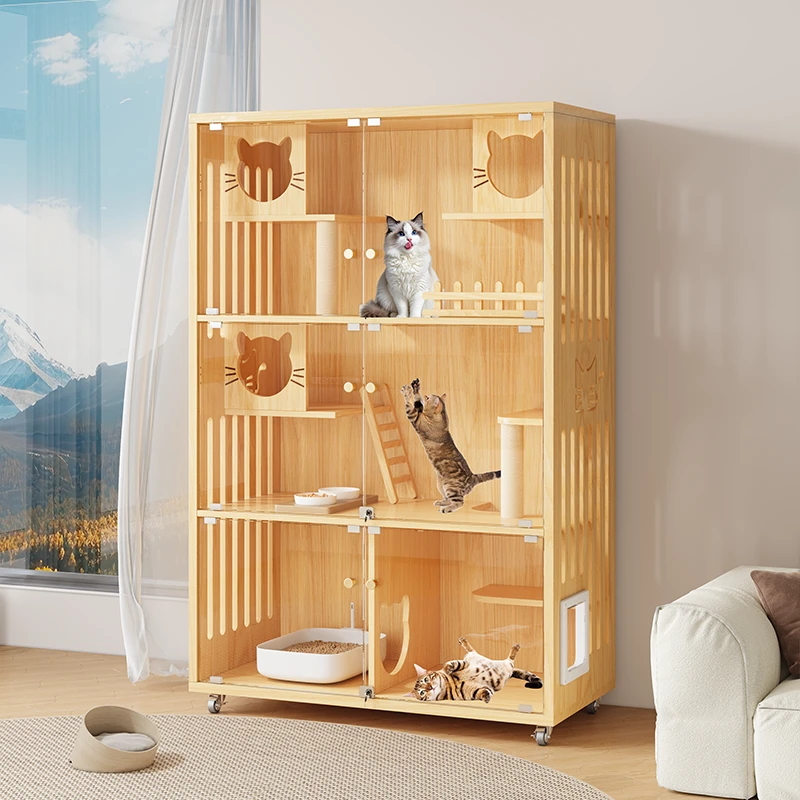 猫别墅豪华猫窝大型宠物柜猫房子猫舍猫笼子家用室内超大自由空间