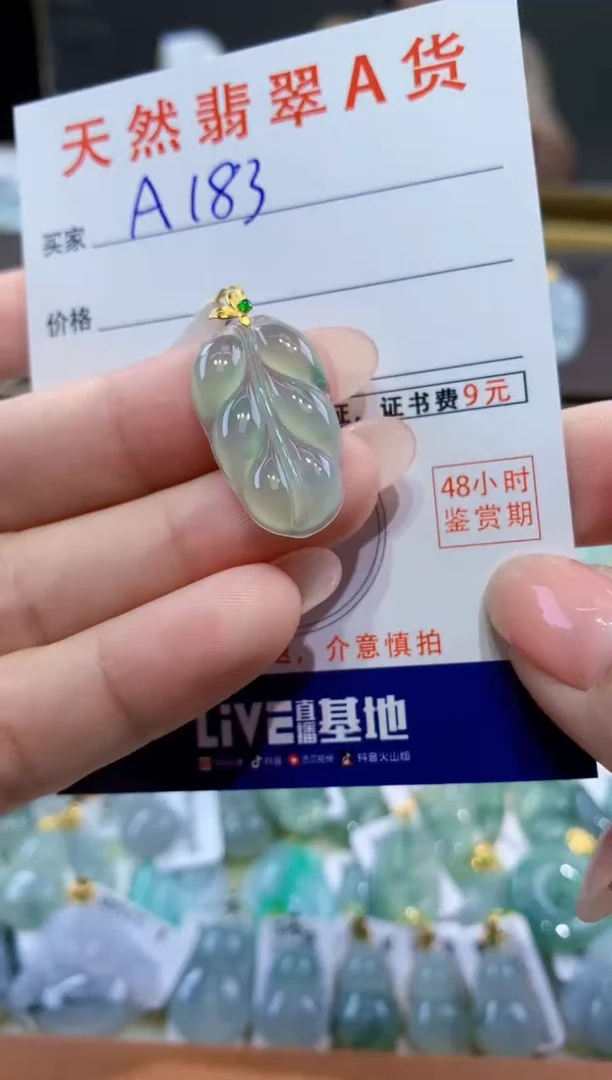 颈饰18K金镶嵌翡翠天然翡翠A货挂件