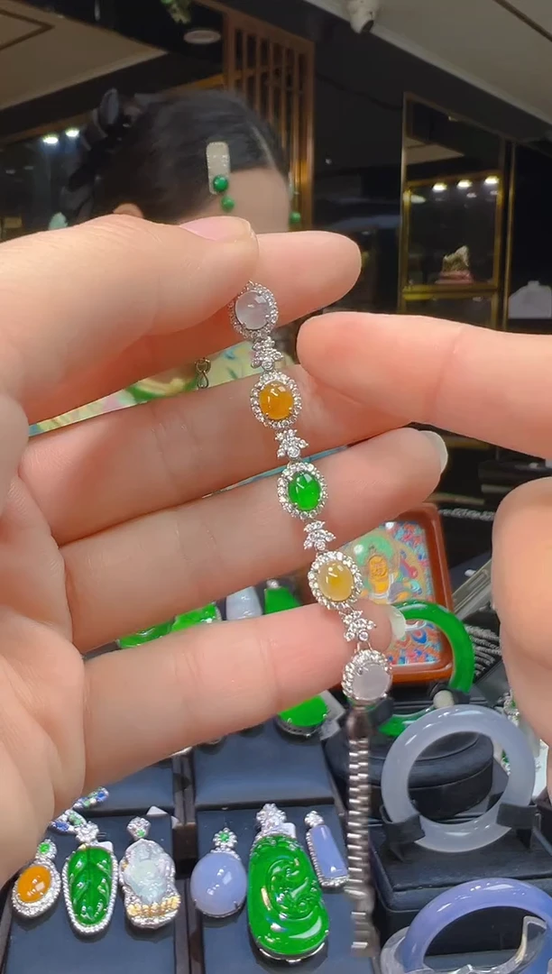 银S925镶嵌手链翡翠019(多样性发货发其一)