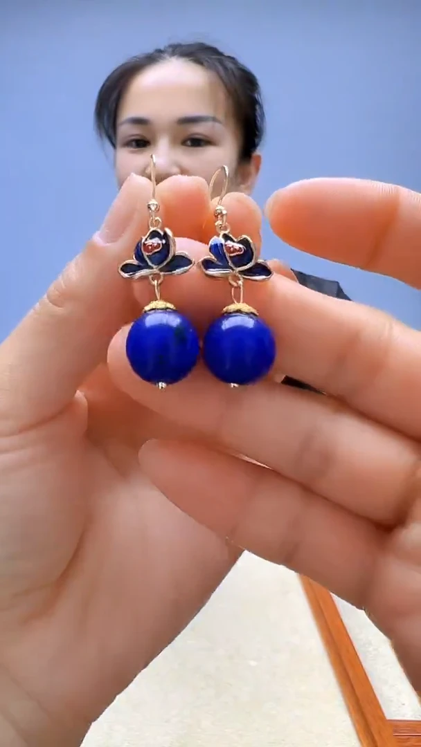 非金属珐琅非金属无高货diy劲饰荷花圆珠耳钩