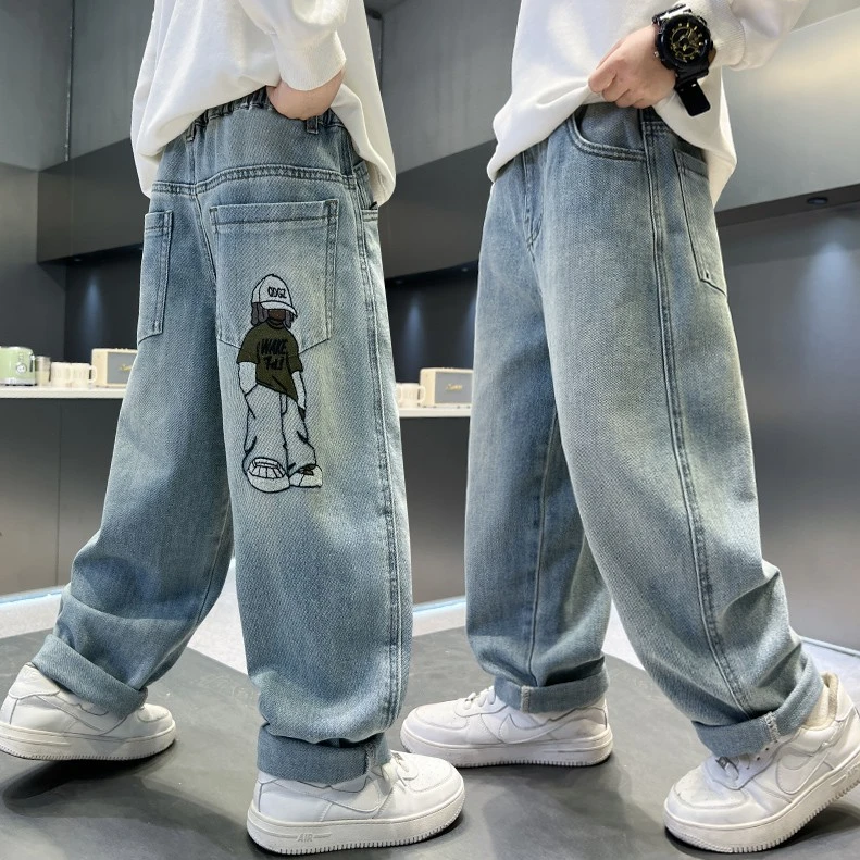 【春款上新】儿童装男童裤子春装2025新款中大童男孩直筒牛仔裤帅气