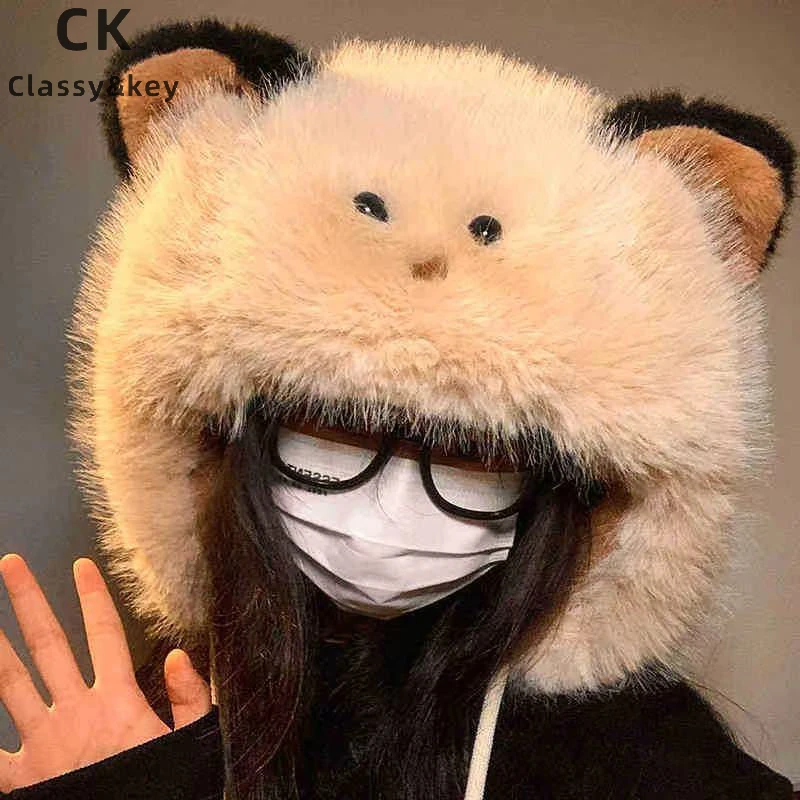 Classy key新加坡设计师联名款可爱猫耳朵毛绒帽女秋冬防寒保暖帽