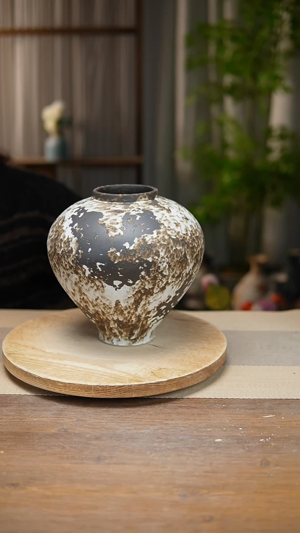 【闪购商品】陶瓷 花器诧寂黑月亮罐