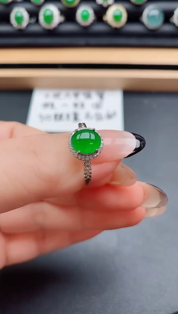 翡翠戒指银S925镶嵌1