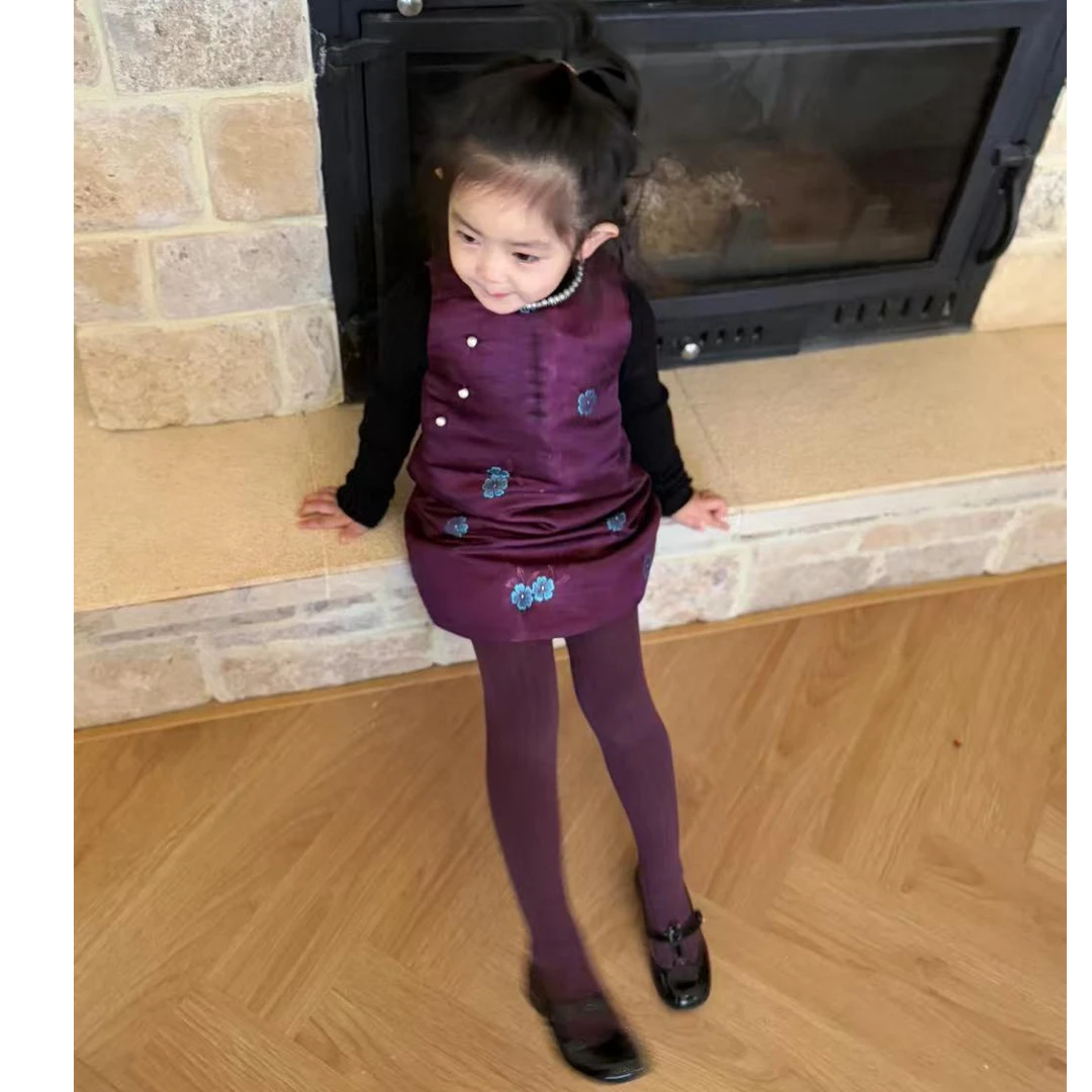 《现货》2025新年新款国风女童紫气东来旗袍裙内搭套装