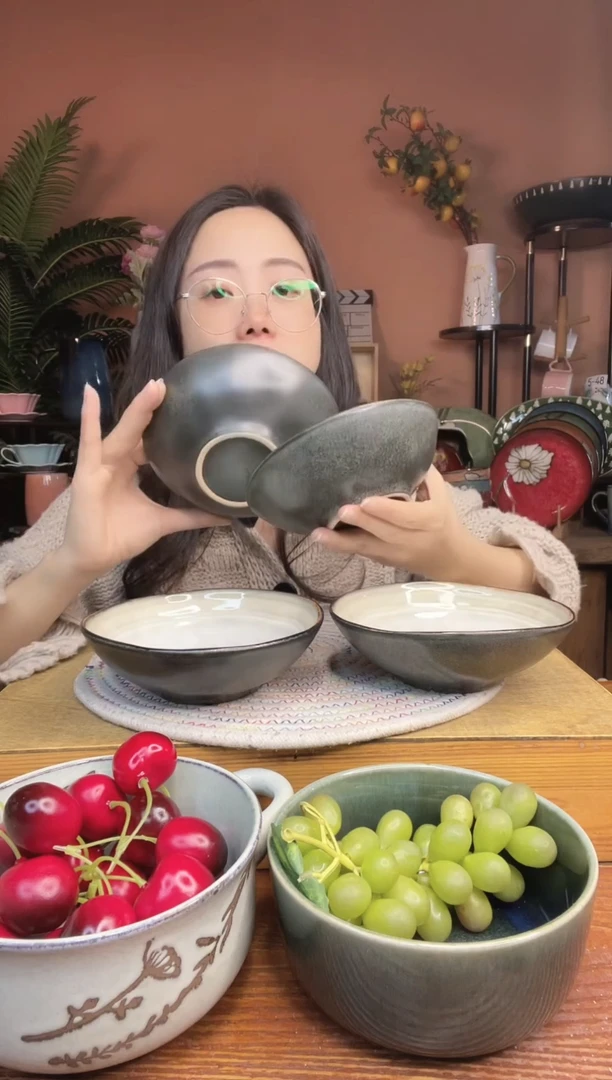 陶瓷6英寸复古浅口米饭碗 4件 微瑕疵