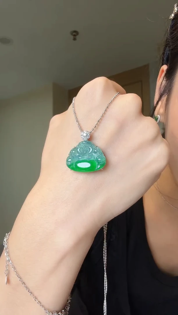 【闪购商品】翡翠吊坠(不含链)银S925镶嵌天然翡翠吊坠3