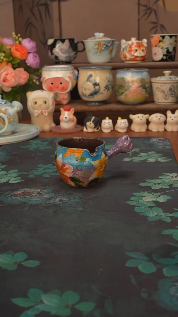 【落单】四照花侧把公道杯
