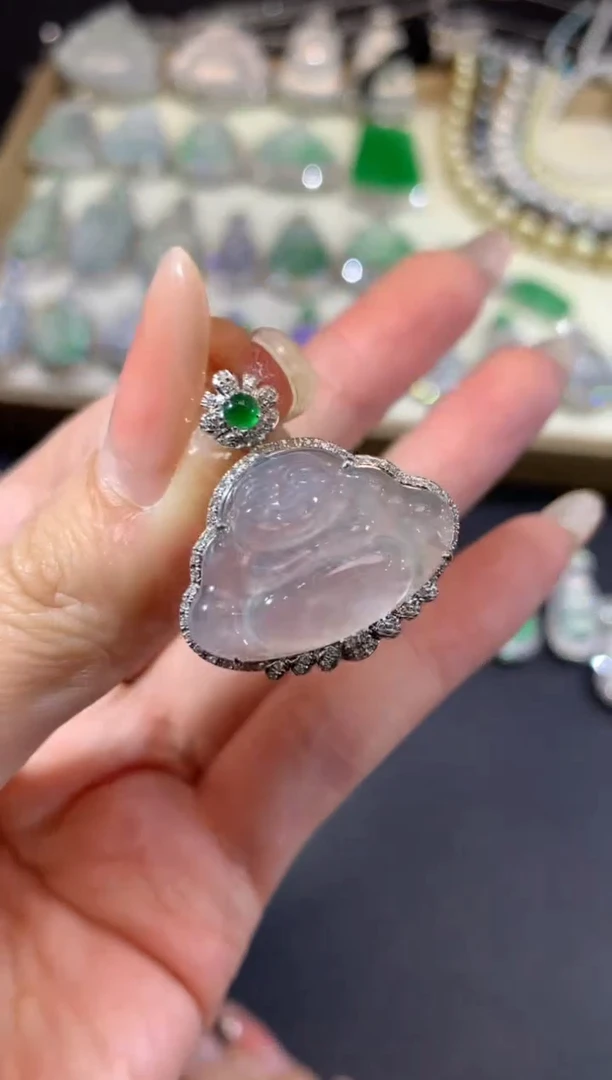 吊坠(不含链)18K金镶嵌翡翠32-佛公