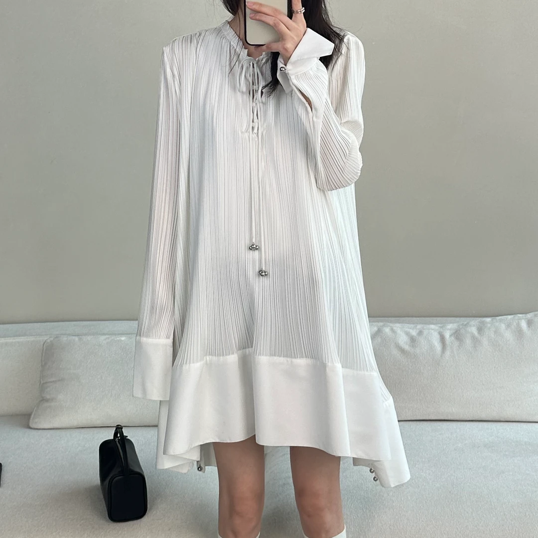 【CHU/2024SSNEW】原创设计时尚休闲简约白色娃娃仙女裙HLW01-1