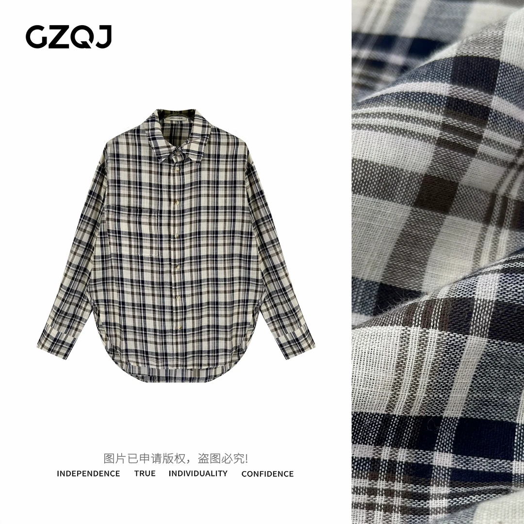 老琴私服【软心甜格】设计感时尚百搭格子轻奢新款衬衫女65409