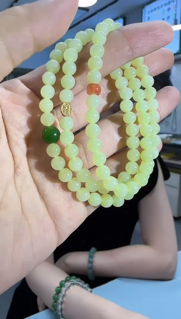 和田玉未镶嵌颈饰黄口长链