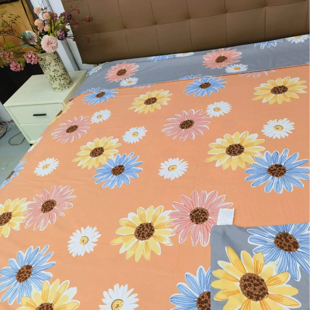 （被罩）橘色向日葵单人双人斜纹被罩被套