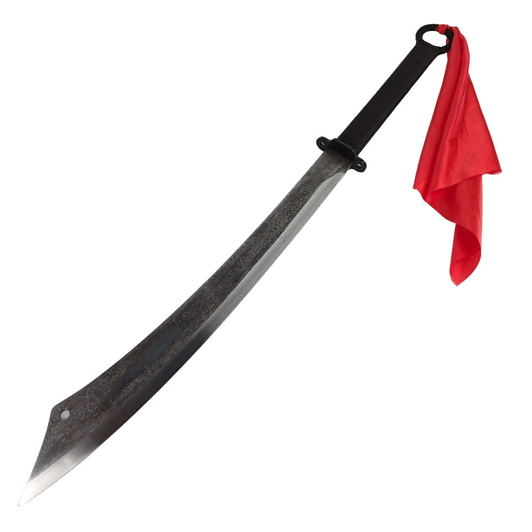 【天子】抗战大刀红军刀高锰钢一体刀身蜡绳手柄不开刃工艺品摆件