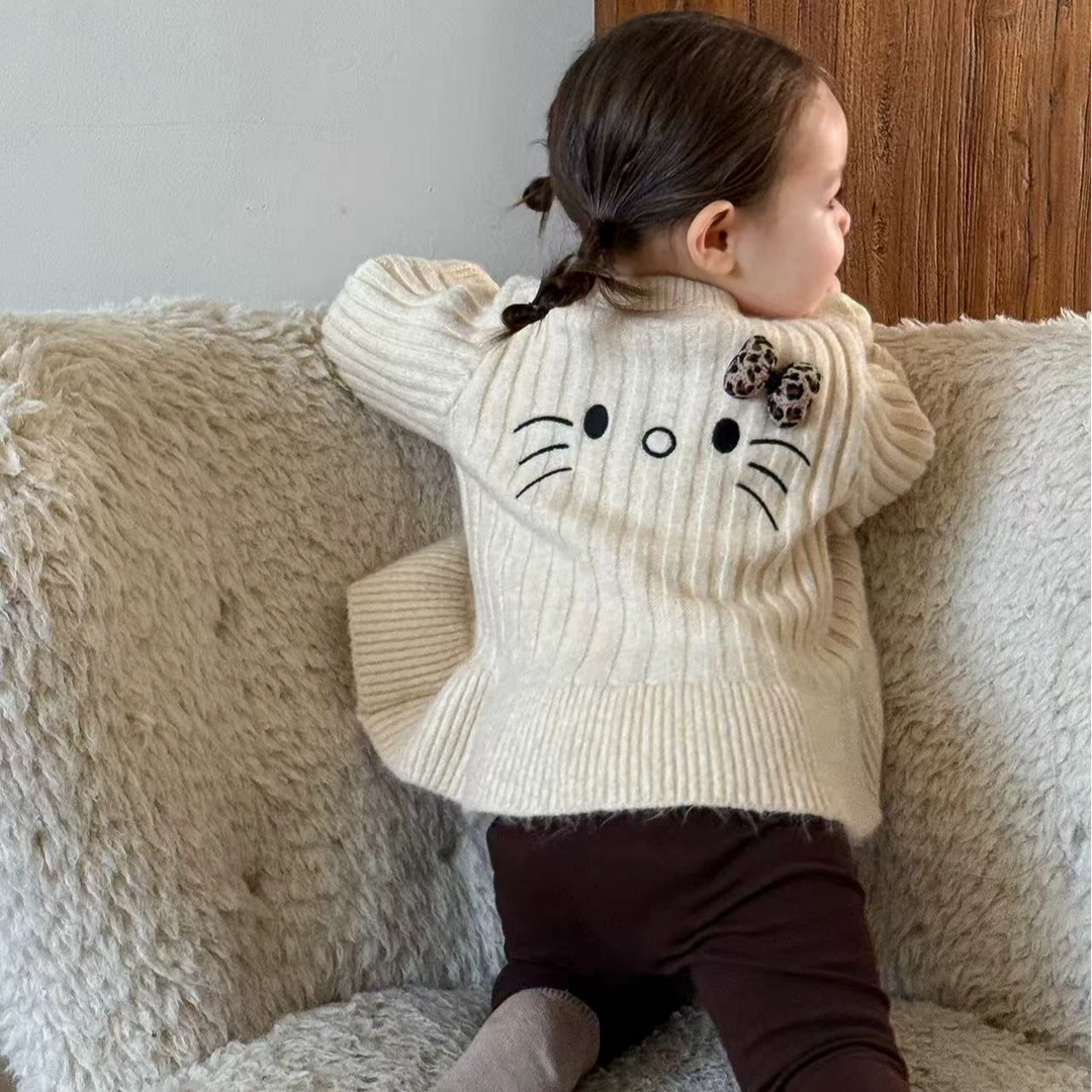 女童开衫外套秋季2025新款洋气女宝针织衫秋装儿童毛衣甜美上衣潮