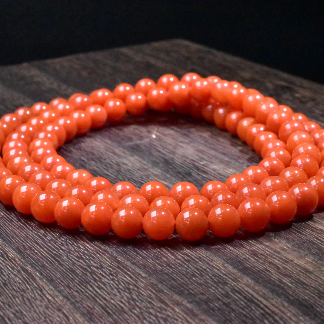 【一九珠宝】高品卡8mm南红保山杨柳亮光长链  YJ1509