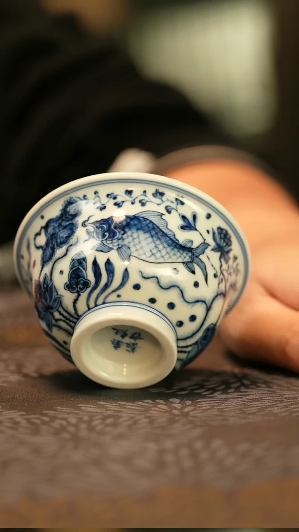 中式清货价垂虹慕滚鱼藻纹压手